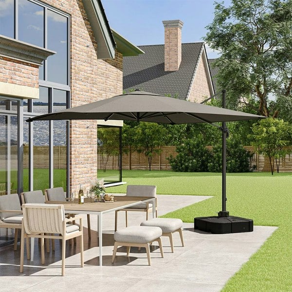 Square Base 3 x 3 m Square Cantilever Parasol Outdoor Hanging Umbrella for Garden and Patio Parasols Living and Home