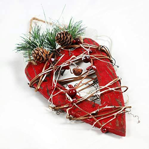 30cm Red Heart Wooden LED Tree Tabletop Centrepiece Christmas Holiday Home decoration with 20 Warm white LEDs image 4