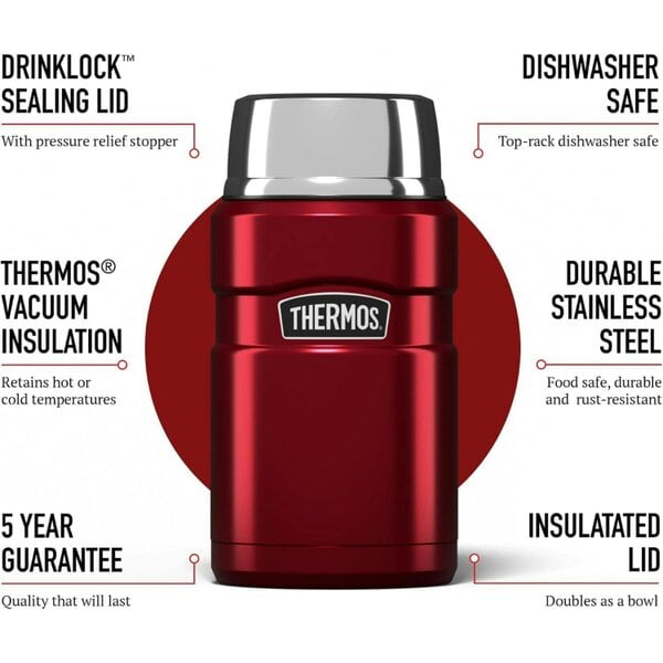 Thermos Stainless King 710ml Insulated Food Flask 14h Hot 24h Cold Pink