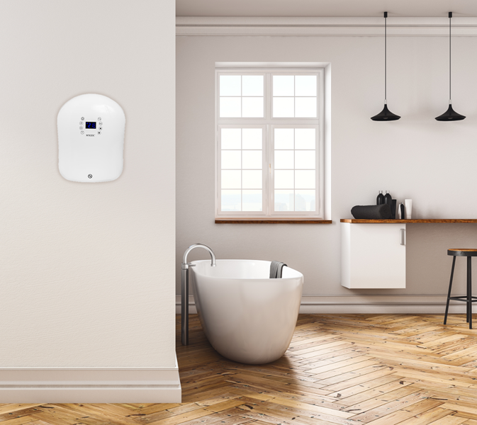 MYLEK Electric Fan Heater - Wall Mounted Downflow Blower Suitable For Bathrooms, 6 Digital Timer Programmes