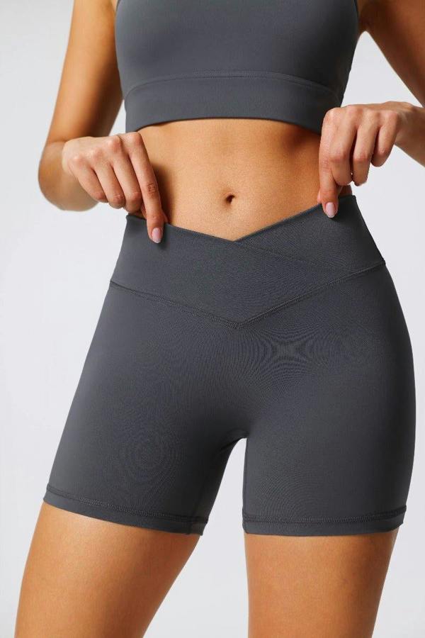 Anniou High Waist Crossover Yoga Shorts
