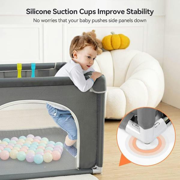 Dyzi Portable Playpen for Toddlers with Safety Gate and Sturdy Yard Enclosure