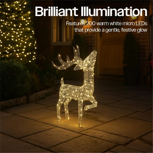 Scotts of Stow Xmas Haus 60CM Silver LED Christmas Festive Holiday Deer