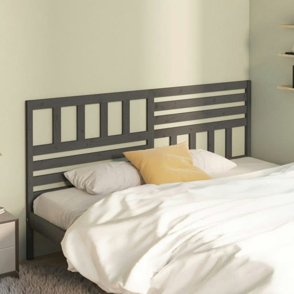Berkfield Bed Headboard Grey 206x4x100 cm Solid Wood Pine