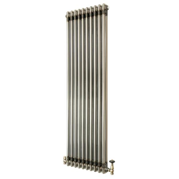 Traditional 2 Column Radiator & Valves – 1500mm x 470mm - Raw Metal