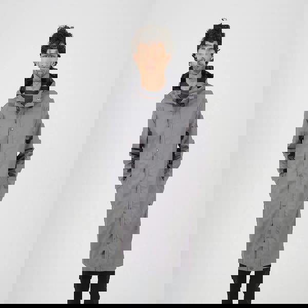 Brave Soul Grey Rubberised Hooded Parka Style Jacket - Grey Image 1