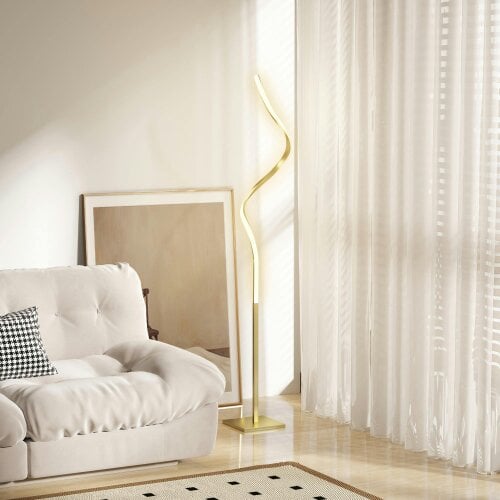 Wyld Haus Fiyosu Metal Gold Tone Dimmable LED Floor Lamp With Adjustable Brightness And Foot Switch