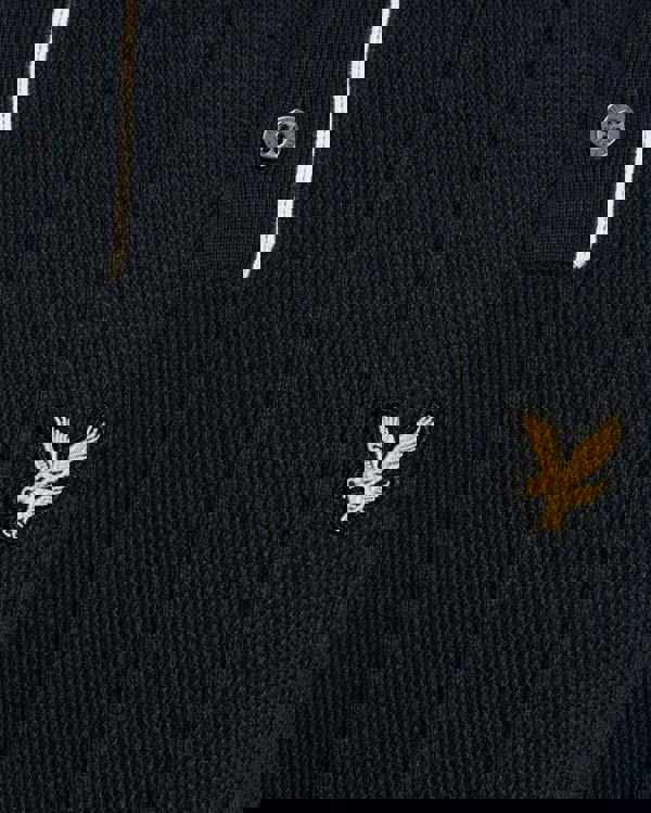 Lyle & Scott Tipped Pique Mens Knitted Polo - Z271 Dark Navy | CHO | Designer Mens Short Sleeve Polo Shirts