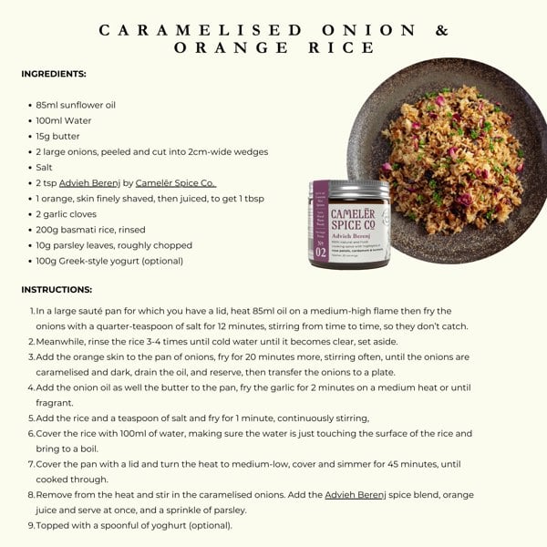 Camelēr Spice Co. Advieh Berenj - Persian Scented Rice Spice Blend