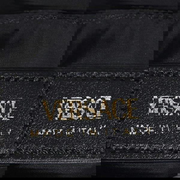 Versace Hobo Fabric Calf Enamel Bag Black