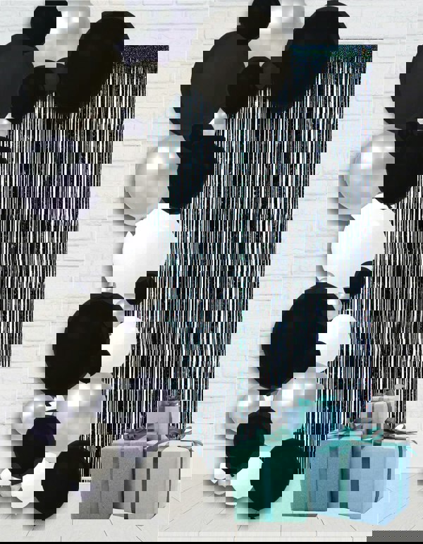 Cheetah Shimmer Tinsel Curtain, 3M x 1M Black