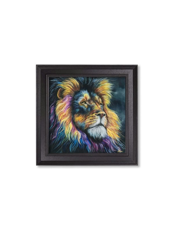 Exceptional Art Lion Print 'Courage' by Amy Ansell - Black Square Frame