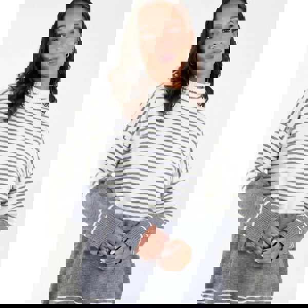 Blue Vanilla Mixed Stripe Round Neck Jumper