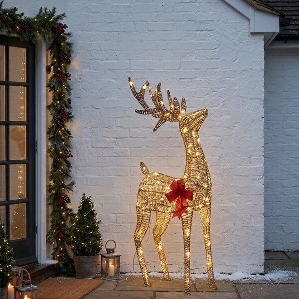 Garden Greatness Glittering Gold Illuminated Reindeer Figure