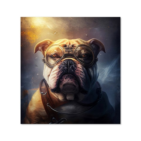 Warren Reed - Designer Bulldog With Glasses Splashart Golden Kitchen Splashback