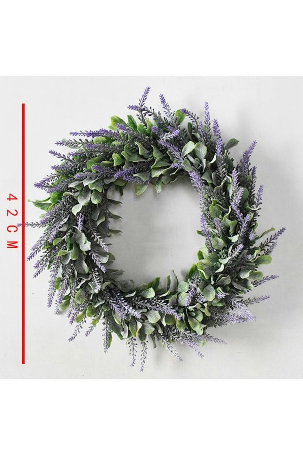 Living and Home Artificial Lavender Flower Wreath Front Door Hanging Decoration Christmas Decoration