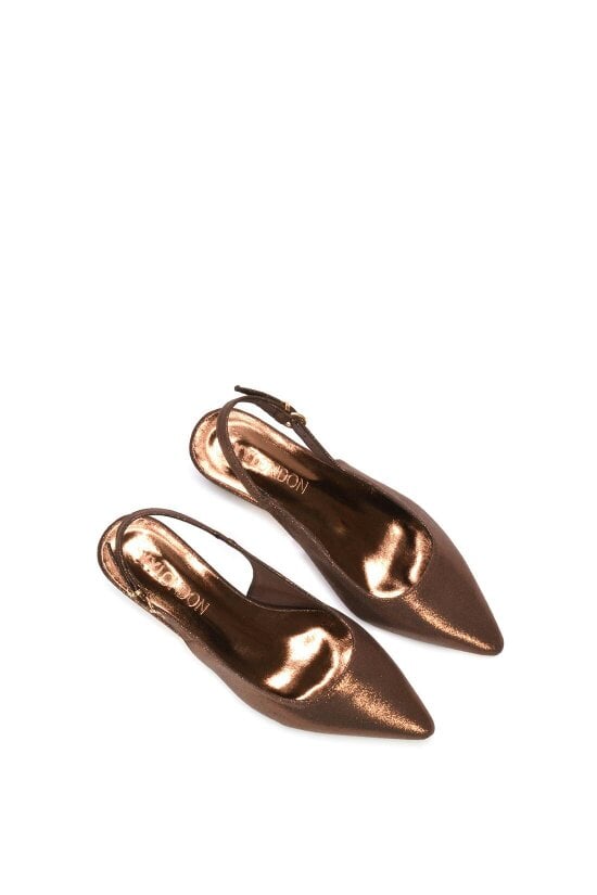 XY LONDON Slingback Kitten Heel Court Shoes With Pointed Toe