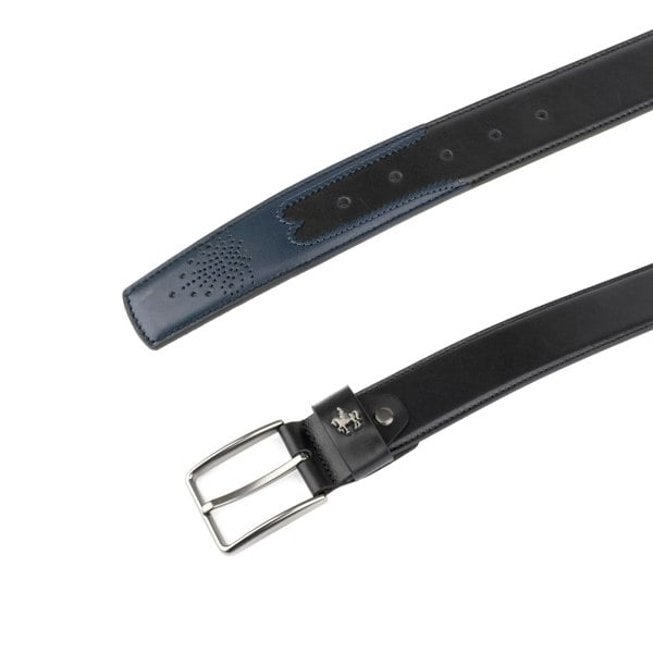 Embassy London Alec - Black Navy - Men'classic belt in navy and black genuine leather combo