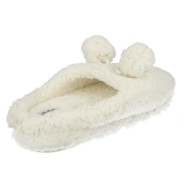 Eaze Ladies Eaze Fluffy Pom Pom Front Slippers