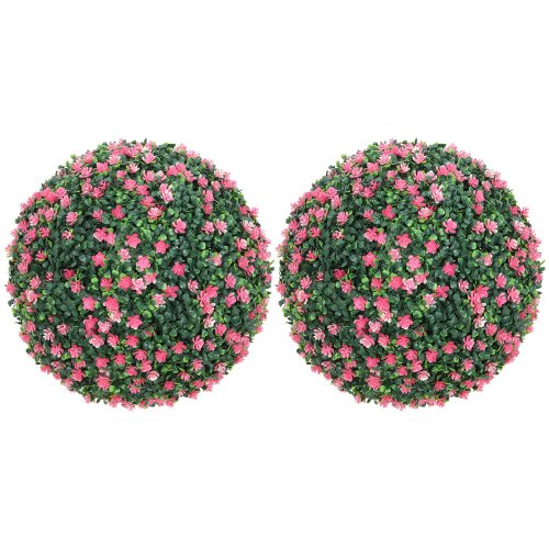 Wyld Haus Notolu Kano Set Of 2 Artificial Boxwood Ball Plants In Pink Finish
