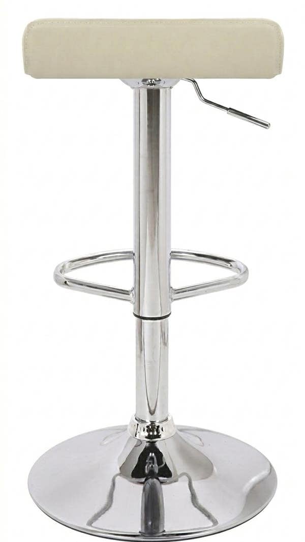 Lamboro Baceno Single Kitchen Bar Stool, Chrome Footrest, Height Adjustable Swivel Gas Lift, Breakfast Bar & Home Barstool, Cream