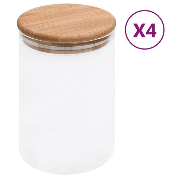 Berkfield Storage Glass Jars with Bamboo Lid 4 pcs 800 ml