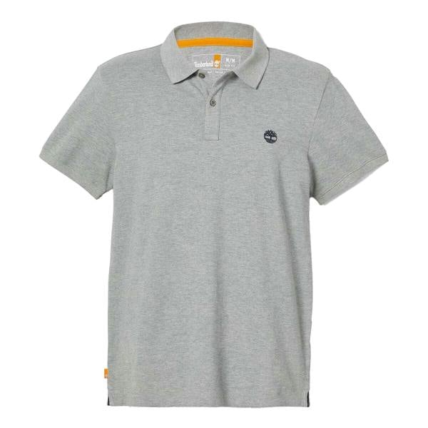 Timberland Mens Oyster River Logo Short-Sleeved Polo Shirt - Grey - 