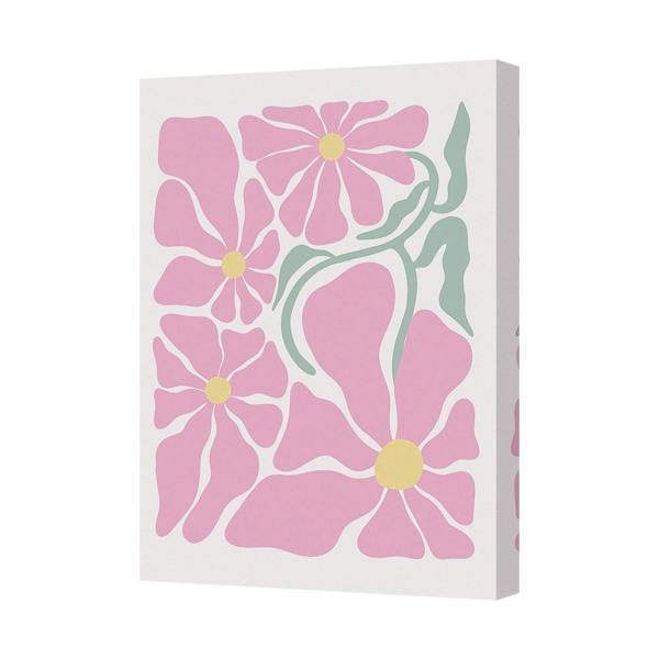 Benjamin Tate Design Pink Floral Canvas Art Print With Yellow Centers Made In UK On Deep Wood Frame