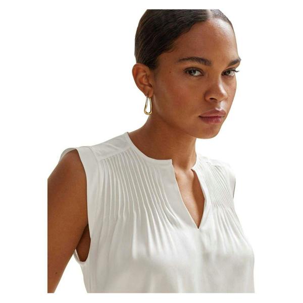 Boss Womens/Ladies Pintuck Notch Neck Regular Blouse - White - 