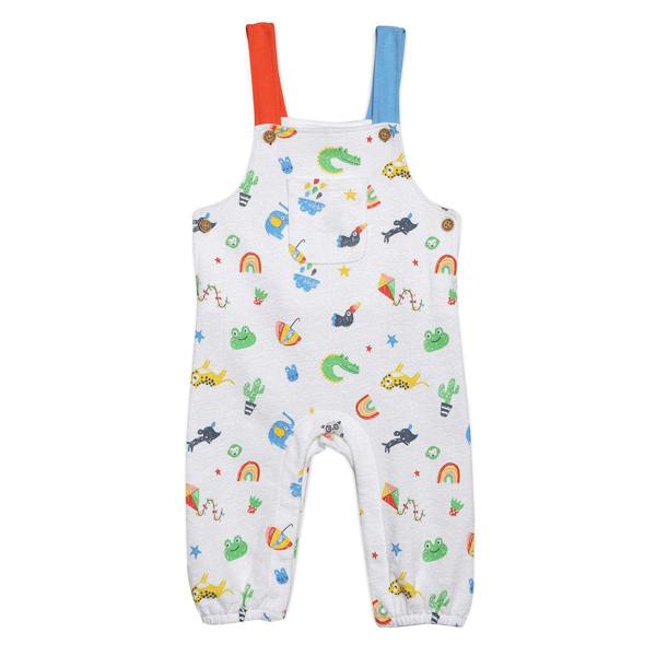Mini Cuddles Baby Boys Animal & Rainbow Printed Dungaree Set, Multicolour