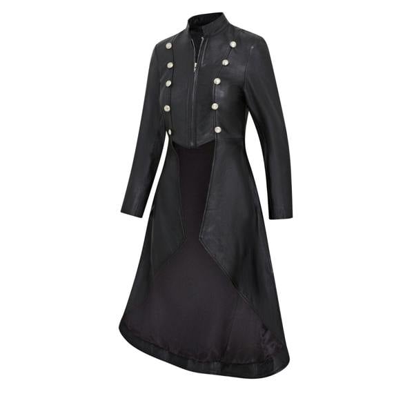 Infinity Leather Womens Gothic Full Length Edwardian Leather Coat - Atlanta
