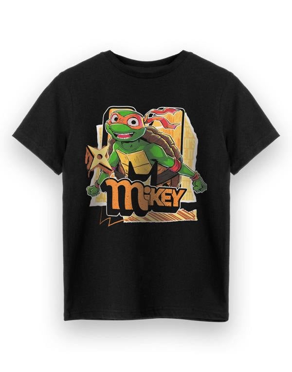 Teenage Mutant Ninja Turtles Boys Black Mikey Short Sleeved T-Shirt