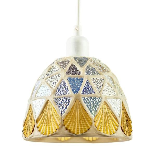 Dome Shaped Pendant Ceiling Light Shade with Structured Mosaic Glass Image 1
