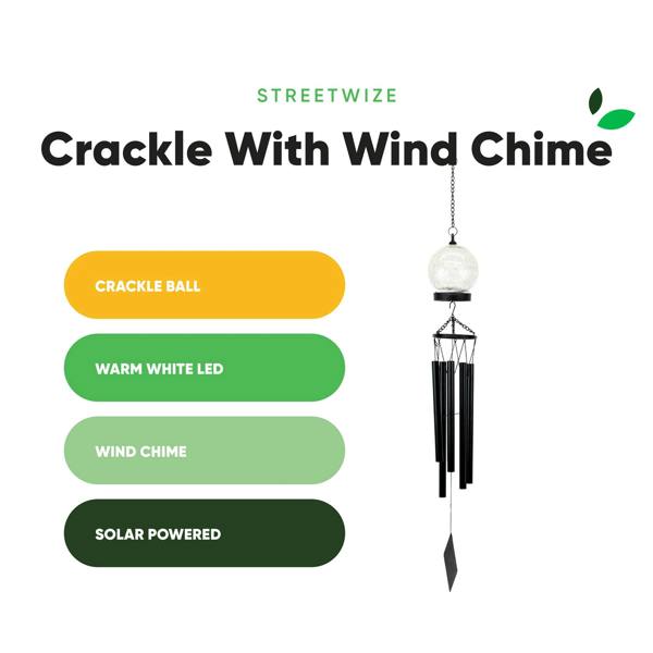 Gardenwize Solar Wind Chime – Crackle Ball LED Hanging Light