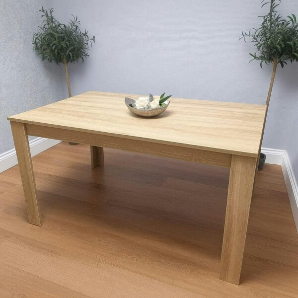 Kosy Koala Modern Oak Table with 4 Black Velvet Chairs and a Black Velvet Benche Dining Room Set