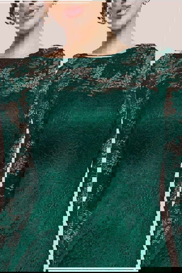 Scalloped Lace A-Line Maxi Dress - Emerald Green DR4496