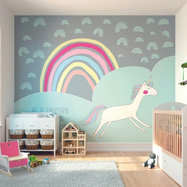 Origin Murals Rainbow Unicorn Wall Mural