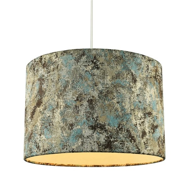 Graphic Designer Round Drum Lamp Shade in Teal Cream and Taupe Colours Image 2