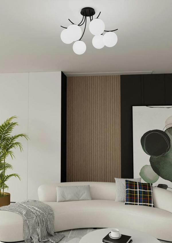 Emibig BOSTON Ceiling lamp  6 x E14 Black with White Shade