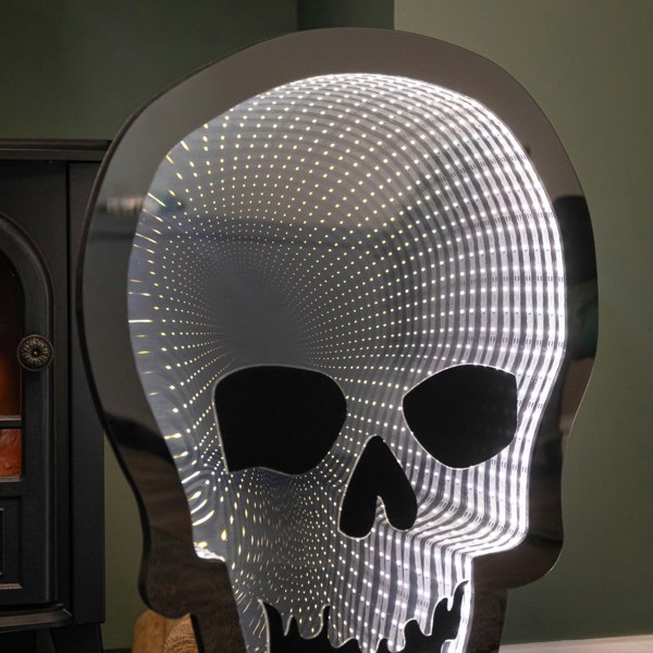 Samuel Alexander 60cm Light up Halloween Skull Infinity Decoration with Warm White LEDs