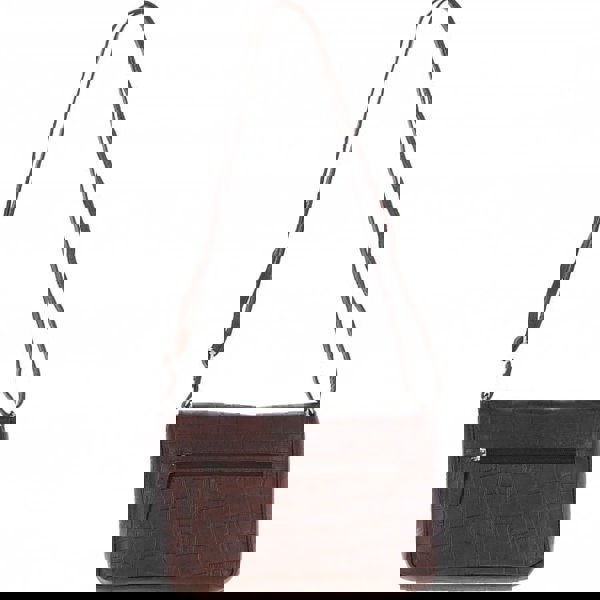 Ashwood Valentina Flap Over Croc Print Real Leather Shoulder Bag: MC5