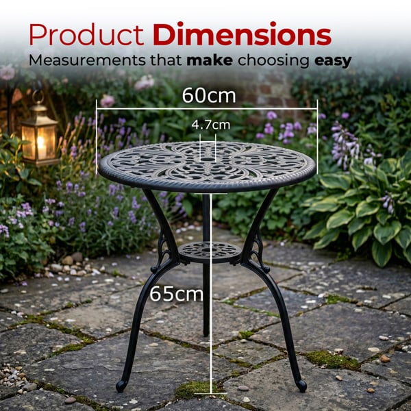 Centurion Supports BANGUI Black Garden and Patio Cast Aluminium Bistro Table