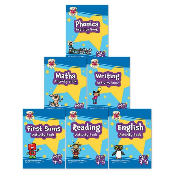 CGP Reception Activity Book Bundle –  Age 4-5 (First Sums, Maths, English, Phonics, Writing, Reading)