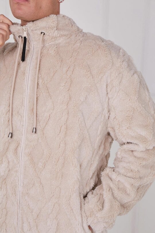 Luxe Textured Faux Fur Zip Jacket