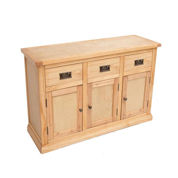 Cabinet Bits Lucca Waxed 3 Drawer 3 Door Sideboard Brass Drop Handle