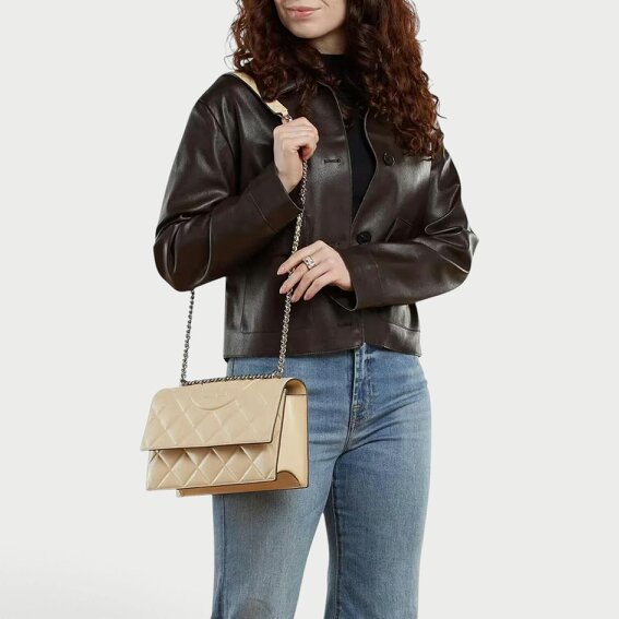 Tory Burch Fleming Convertible Shoulder Bag Vanilla Beige
