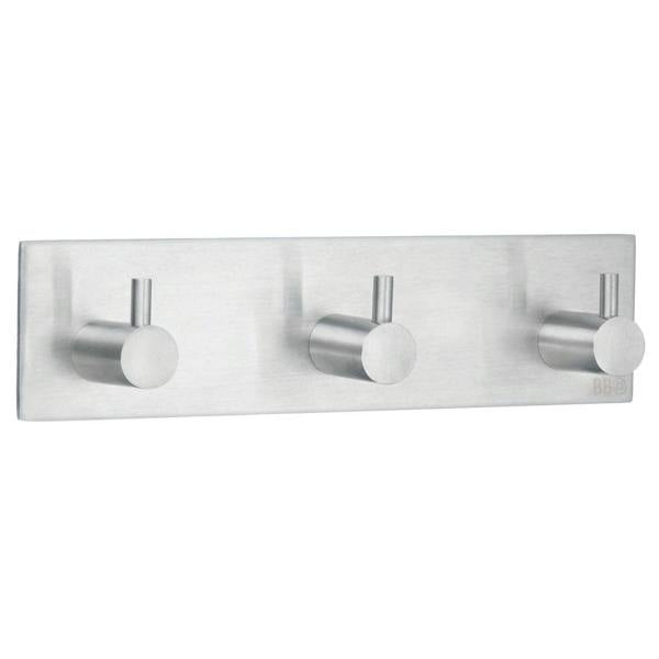 Brushed stainless steel triple towel hook