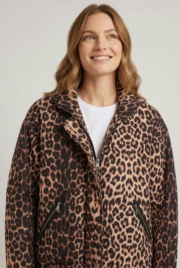 Izabel London Animal Print High Neck Puffer Jacket