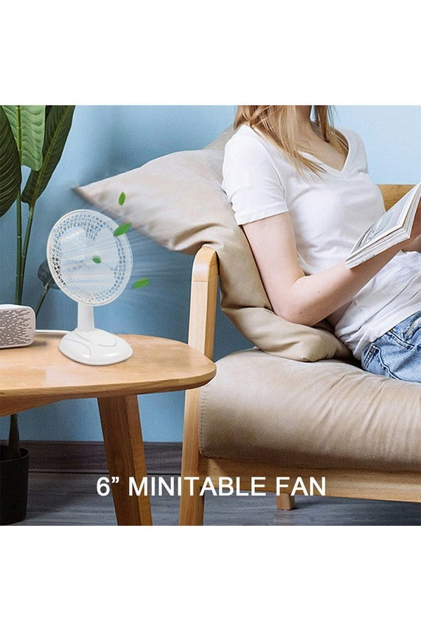 Living and Home 6 inch Mini Table Fan, 15W, White