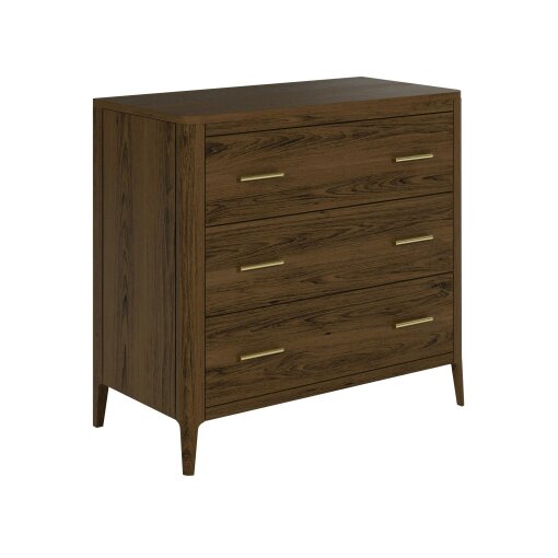 Wyld Haus Siena Walnut Oak and Brass 3 Drawer Chest